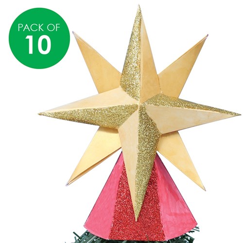 3D Folded Star Tree Toppers - White - Pack of 10