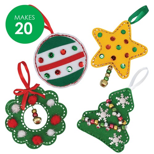 Felt Christmas Ornaments Sewing CleverKit Multi Pack - Pack of 20