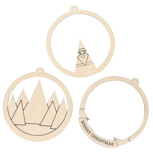Wooden Layered Ornaments - Pack of 4