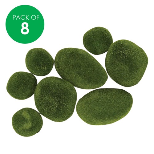 Imitation Moss Rocks - Assorted - Pack of 8