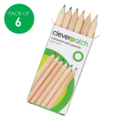 CleverPatch Coloured Mini Pencils - Pack of 6