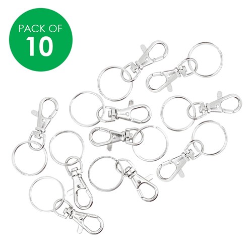 Metal Keyring with Snap Hook - Pack of 10