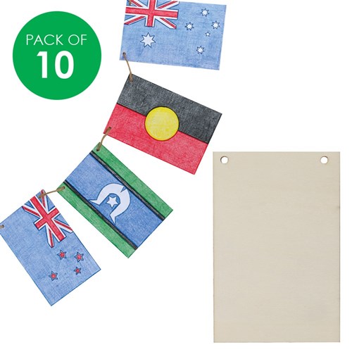 Wooden Bunting Flags - Pack of 10