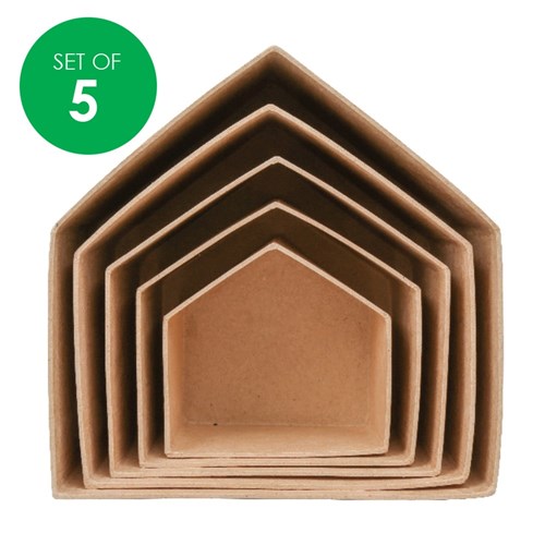 Papier Mache Nesting Houses - Set of 5