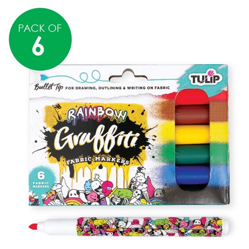Tulip Graffiti Fabric Markers - Rainbow - Pack of 6