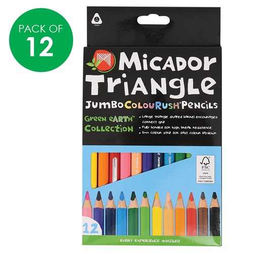 Micador Jumbo Triangular Coloured Pencils - Pack of 12