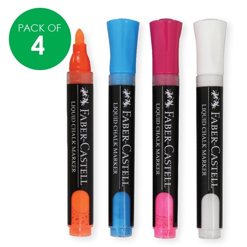 Faber-Castell Liquid Chalk Markers - Pack of 4