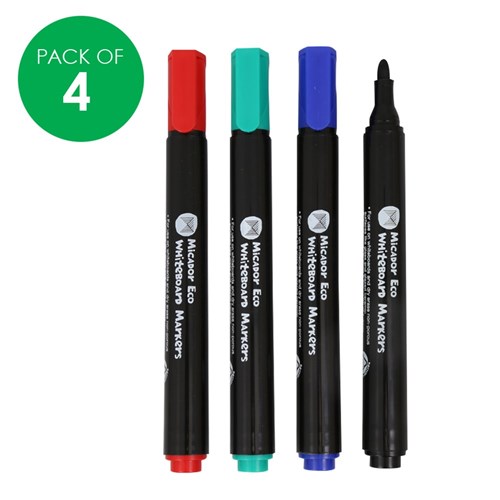 Micador Eco Whiteboard Markers - Coloured - Pack of 4