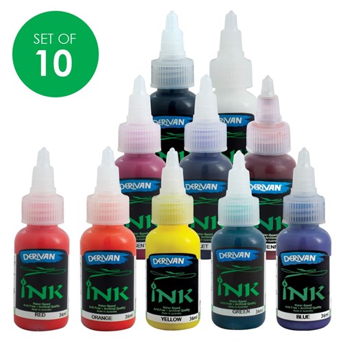 Derivan Ink - 36ml - Set of 10 Colours