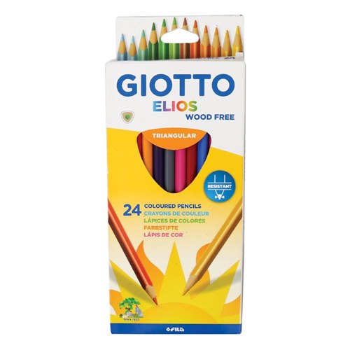 Giotto Wood Free Triangular Coloured Pencils - Pack of 24