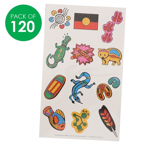 Temporary Tattoos - Bright Indigenous Designs - Pack of 120