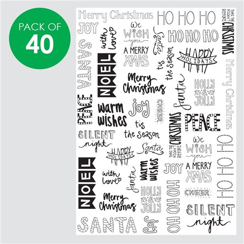 Christmas Craft Paper - Words - Pack of 40