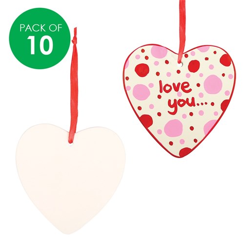 Hanging Ceramic Hearts - Pack of 10