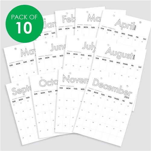 Wooden Hanging Calendar Inserts - Pack of 10