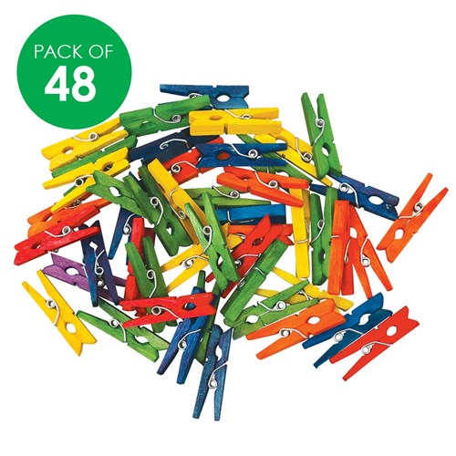 Tiny Pegs - Coloured - Pack of 48