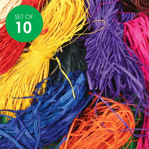 Natural Raffia - 25g - Set of 10 Colours