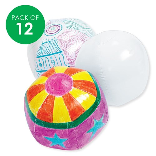 Colorations Decorate Your Own Beach Balls - Pack of 12
