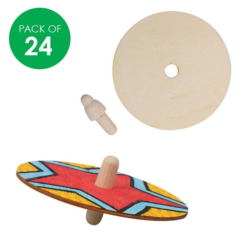 Whirling Wooden Tops - Pack of 24