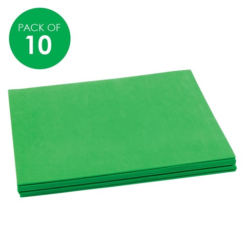Colorations Foam Sheets - Green - Pack of 10