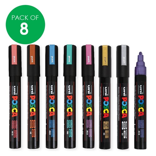 POSCA Paint Markers - Medium Tip - Metallic - Pack of 8
