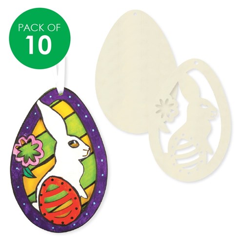 Wooden Layered Easter Egg Ornaments - Pack of 10