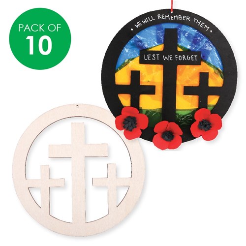 Wooden Cross Wreaths - Pack of 10