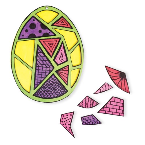 Wooden Geometric Mosaic Eggs - Pack of 10