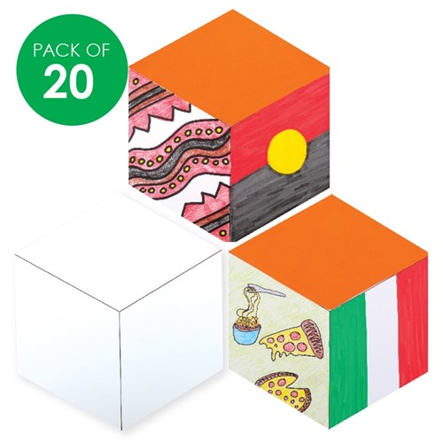Cardboard Cube Shapes - White - Pack of 20
