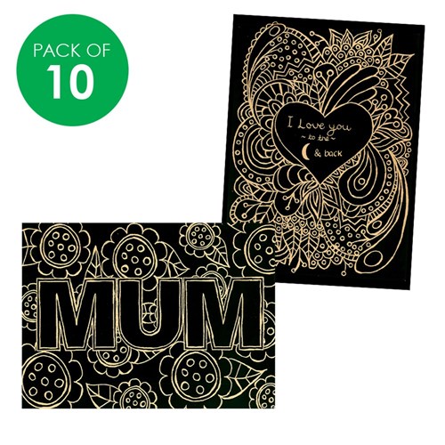 Scratch Board Printed Sheets - Mum Designs - Pack of 10