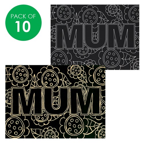 Scratch Board Printed Sheets - Mum Designs - Pack of 10