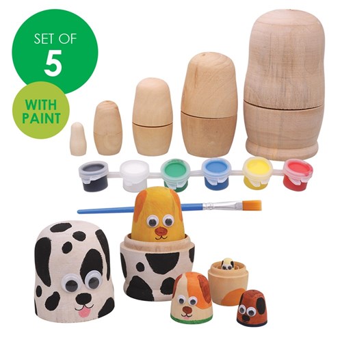 Wooden Nesting Family - Set of 5 with Paint