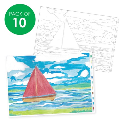 Colour by Number Sheets - Boat - Pack of 10