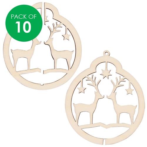 3D Wooden Ornaments - Detailed - Pack of 10