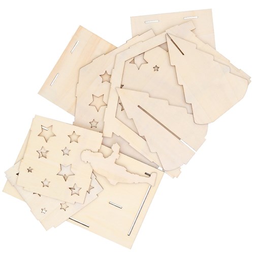 Wooden Santa House Diorama - Each