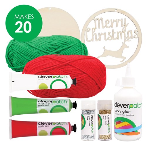 Wooden Merry Christmas Ornaments Group Pack