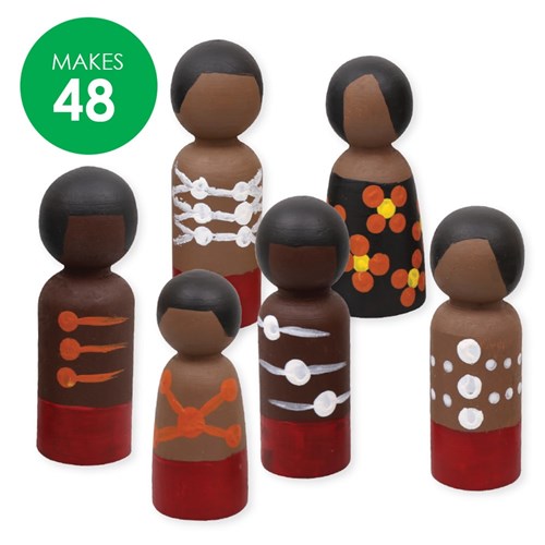 Indigenous Dot Painting Wooden People Group Pack