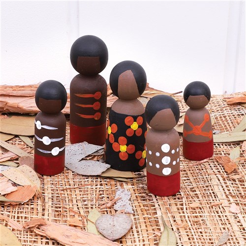 Indigenous Dot Painting Wooden People Group Pack