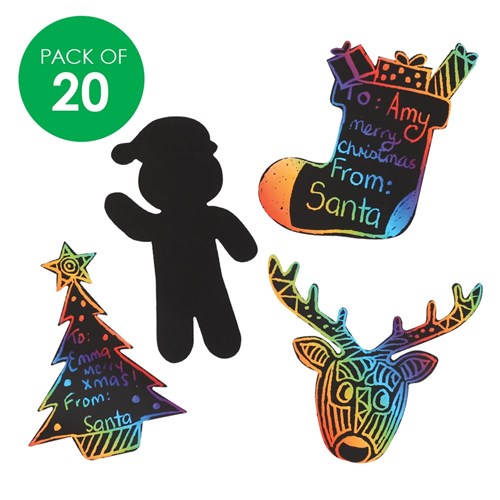 Christmas Scratch Art Stickers - Pack of 20