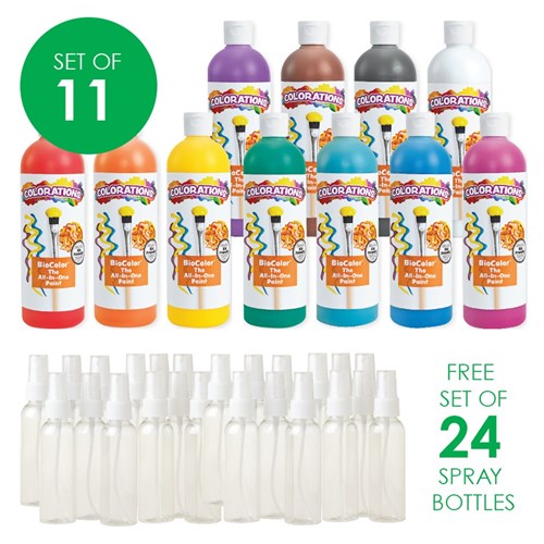 BioColour Paint - 473ml - Set of 11 Colours with FREE Spray Bottles