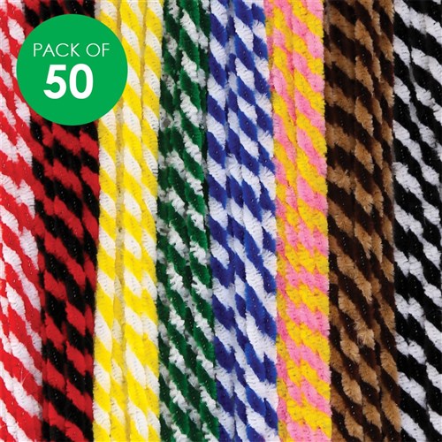 Striped Chenille Stems - Candy Cane - Pack of 50