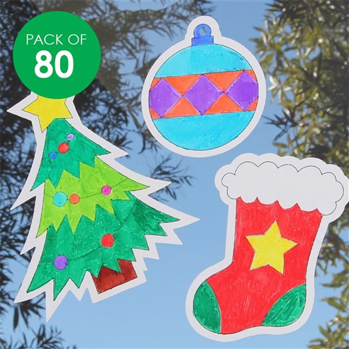 Colour Your Own Window Clings - Christmas - White - Pack of 80