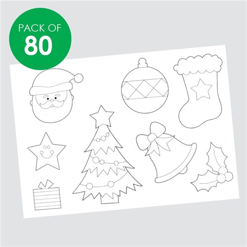 Colour Your Own Window Clings - Christmas - White - Pack of 80