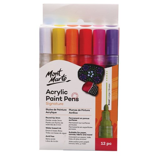 Mont Marte Acrylic Paint Pens - Broad Tip - Pack of 12