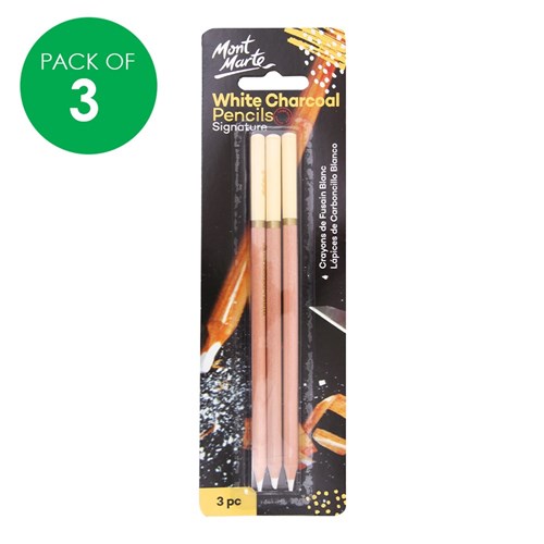 Mont Marte Charcoal Pencils - White - Pack of 3
