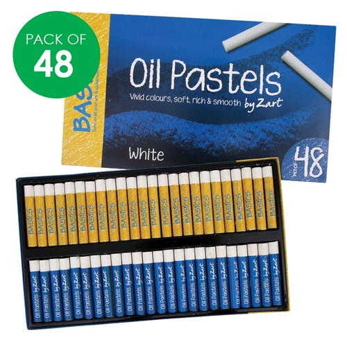 Basics Large Oil Pastels - White - Pack of 48