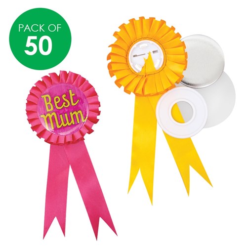Design Your Own Ribbon Brooch Badges - Pack of 50