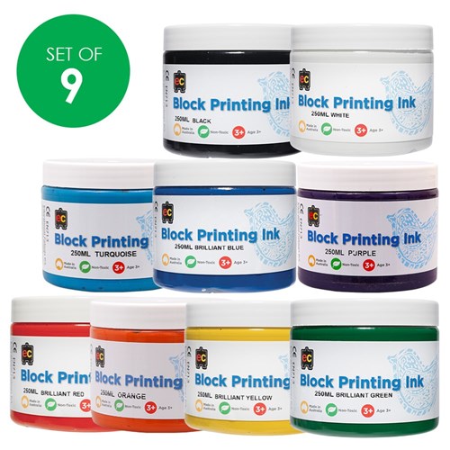 EC Block Printing Colour - 250ml - Set of 9 Colours