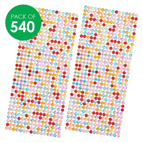 Self-Adhesive Rhinestones - Assorted Colours - Pack of 540