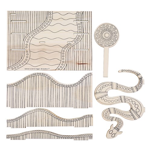 Indigenous Designed Wooden Serpent Diorama - Each