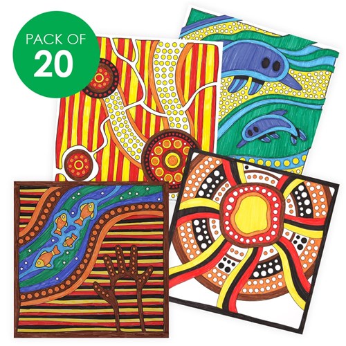 Indigenous Designed Cardboard Patterns - White - Pack of 20
